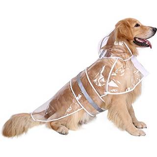 HDE Hunde Regnfrakke H?tte Slicker Poncho til sm? til X-store hunde og hvalpe Klar - L