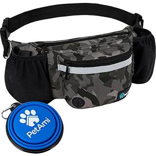 Petami hund fanny pack behandler pose til hunde gåturtræning bygget i poop taske dispenser vand flaske indehaver sammenfoldelig skål kæledyr beha