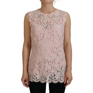 Dolce & Gabbana Pink Floral Lace Sleeveless Tank Bluse Top