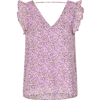 Star Frill V-Neck Bluse - Lemon Meringue - L - ONLY