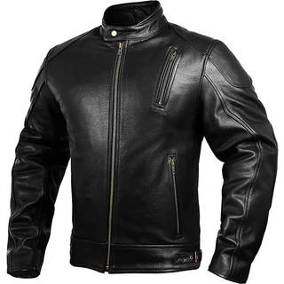 HWK l?der motorcykeljakke med rustning til m?nd cafe racer ?gte l?derjakke til vejrbestandig enduro motocross motorcykel ridning let juster m?nds