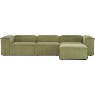 Modulær sofa Lennon (4-personers) i riflet fløjl med puf (venstre/højre)