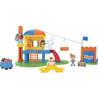 Blippi Ultimate Party Adventure Deluxe Legesæt - Inkluderer en eksklusiv 3-tommers Blippi-figur, zipline, ballonkurv og fort til sjov