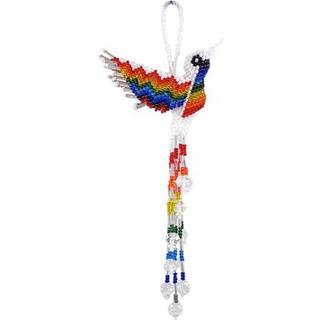 Hummingbird h?ngende figur Ornament Tjekisk glasfr? perle frynse hale dingles - h?ndlavede gaver ?nd dyre boho tilbeh?r (mat -hvid/regnbue)