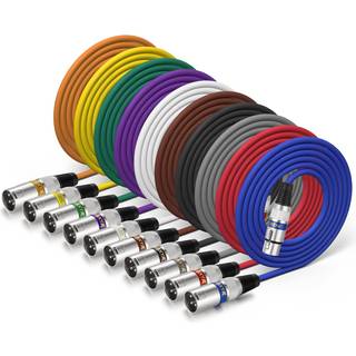 EBXYA XLR -kabel 6 ft Kort 10 farvepakker - MIC -kabel med XLR Mand til kvindeligt patchkabel