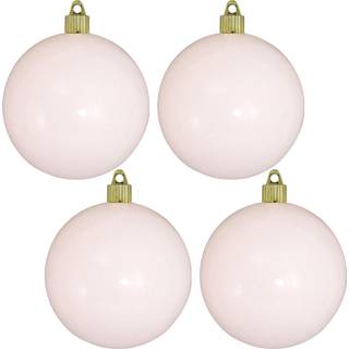 Jul af Krebs 4 """" (100 mm) Shiny Pure White [4 stykker] Solid kommerciel kvalitet indendørs og udendørs knustproof plast UV og vandafvisende kugl
