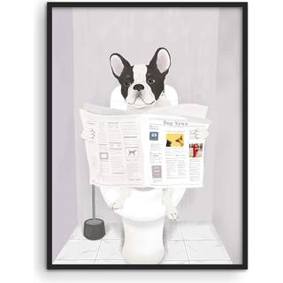 Haus og nuancer sjove hunde badev?relse indretning - sjov badev?relse indretning v?g kunst hund badev?relse v?gkunst og dyreplakat hunde badev?re