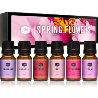 P&J Spring Flowers Set med 6 premium duftolie til stearinlys fremstilling og sæbe Lotions Haircare Diffuser Oils dufte