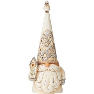 Enesco Jim Shore Heartwood Creek White Woodland Gnome Holding Birdhouse Figurine 7,08 tommer Multicolor