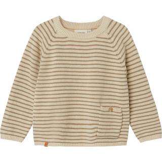 Lil Atelier Wood Ash Stribet Strikbluse