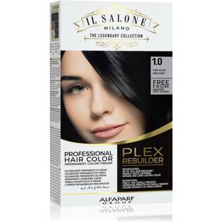 Il Salone Milano Plex Rebuilder Permanent Hair Color Cream - 1.0 Pure Black Professional Hair Dye Kit for en naturlig glans og glasur - Paraffin