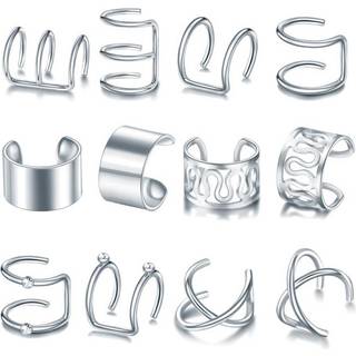 12-pack falske helix piercing ørere ørering øre manchet uden hulsølv