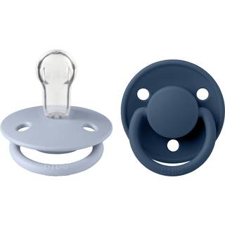 BIBS De Lux Sut 2-pak Silikone One Size Rund, Dusty Blue/Steel Blue