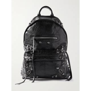 Balenciaga - Le Cagole Studded Crinkled-Leather Backpack - Men - Black