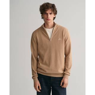 GANT Herre Bomuldspiqué sweater med halv lynlås (M)