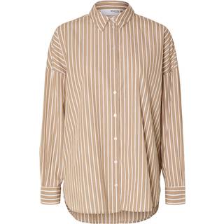 Emma-Sanni Stribet Skjorte, Greige Stripe Bright White, 38