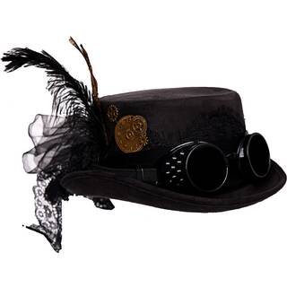 Steampunk Hut mit Goggles Schwarz