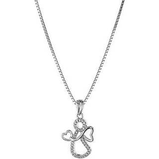 trendor 75055 Damen-Halskette mit Herz-Engel 925 Silber mit Zirkonias