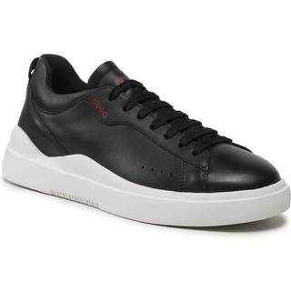 Sneakers i glat læder med kontrastfuld branding