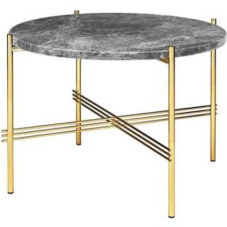 GUBI TS Sofabord Rundt Ø55 Messing/Grå Emperador Marmor