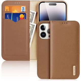iPhone 15 Pro Max - DUX DUCIS Hivo ægte læder cover / pung - Brun