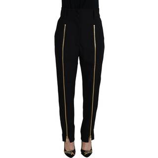 Dolce & Gabbana Sort Uld High Waist Tapered Bukser & Jeans