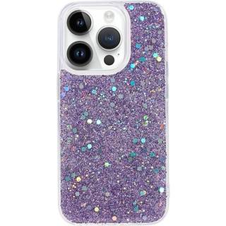 iPhone 15 Pro Glitter Flakes TPU Cover - Lilla