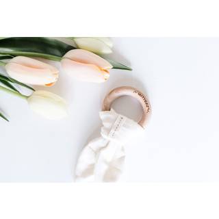 Mitez tr? baby organisk tr? teether med absorberende klud (naturlig)