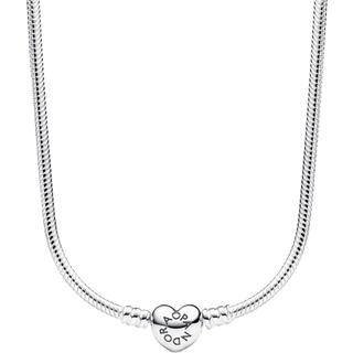 Pandora Pandora Moments Heart Clasp Snake Chain Necklace - Silver - 45cm
