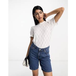 VILA Vikawa S/S Flounce Top Optical Snow XL