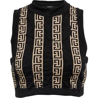Balmain Monogram wool-blend crop top - multicoloured - S