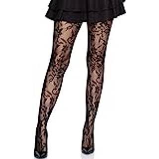 Leg Avenue Seamless Floral Lace Tights Black