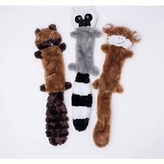 Zippypaws Skinny Peltz - Chipmunk Lemur Monkey - Ingen fyldning Squeaky Dog Toys Unstuffed Chew Leget?j til sm? og mellemstore racer Bulk Multi -