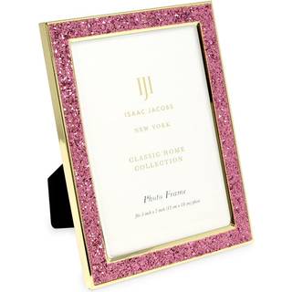 Isaac Jacobs 5x7 lyser?d glitter (lodret og vandret) og guldmetal billedramme med sort stof Esmet V?gmonterbar lavet til bordpladsst?llerspace hy
