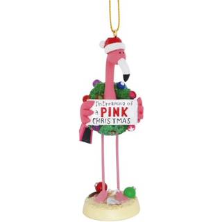 Cape Shore Pink Flamingo i Santa Hat Dreaming of a Pink Christmas Holiday Ornament