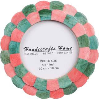 Handicrafts Home Photo Picture Frame - 4 """" X 4 """" Round Handmade Gift Photo Frames - Red & Green