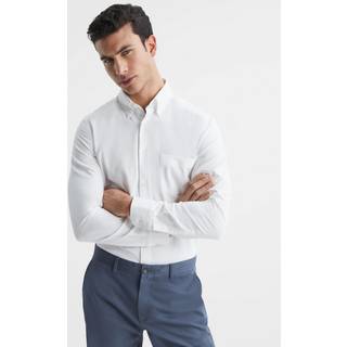 Reiss Reiss White Greenwich Slim-Fit Button-Down Collar Cotton Oxford Shirt