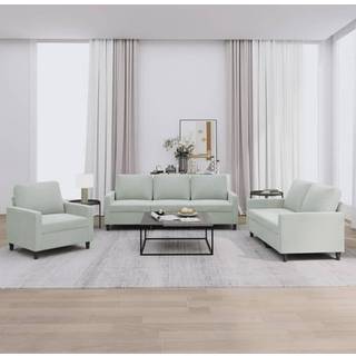 Sofasæt 3 Dele Velour - Lysegrå / med hynder