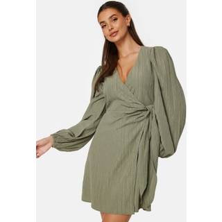 Balloon Sleeve Structured Wrap Dress