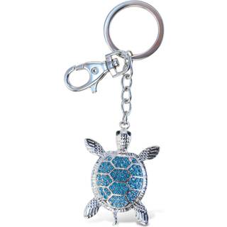 Aqua79 Blue Sea Turtle Keychain - S?lv 3D mousserende charme Rhinestones Fashionable Stylish Metal Alloy Holdbar Key Ring Bling Crystal Jewelry A