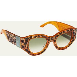 Anna-Karin Karlsson LUCKY GOES TO VEGAS Leopard 49 Solbriller Kvinder Orange - Leopard Print with Swarovski Crystals - 49mm