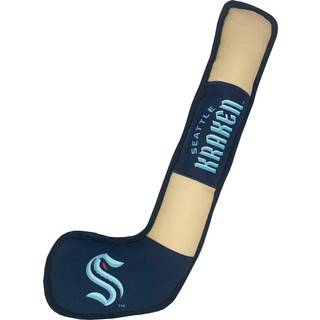 Pets First Dog Squeak Toy - NHL Seattle Kraken Hockey Stick PET Legetj med indre Squeaker. Hockeystick-formet hrdt legetj til hunde og katte.