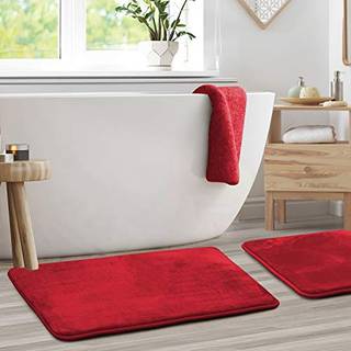 Clara Clark Bath Mat Set - Memory Foam Bath Mat - Soft Badeværelsetæppe - Non Slip and Super Absorbent - Hurtig tørringsmaskine Vaskbart bademått