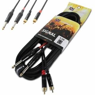 Kabel "god kvalitet" 2x RCA han til 2x 6.3mm Mono Jack, sort 6m TILBUD NU mand