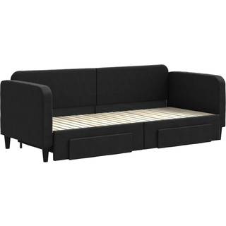 Daybed Stof Sort - med udtræk og skuffe / 80 x 200 cm