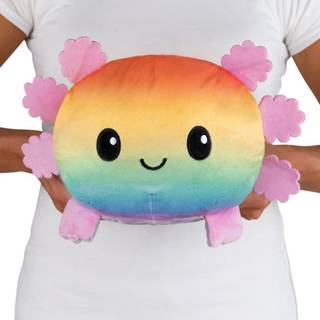 Teeturtle - Original Reversible Big Axolotl Plushie - Gray + Rainbow - Huggable og bl?d sensorisk fidget leget?jsudstoppede dyr, der viser dit hu