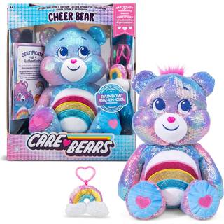 Care Bears Sequin Cheer Bear plysdukke - Specialsamlerudgave, glitrende regnbue-palietter, glitrende maveemblem, hængende pynt, Fra 4 år