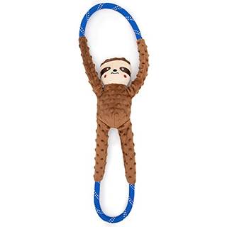 Zippypaws - Ropetugz Sloth Dog Leget?j - Holdbart Rope Squeaky Chew Leget?j perfekt til tr?kkraft, der er egnet til sm? medium og store racer - M