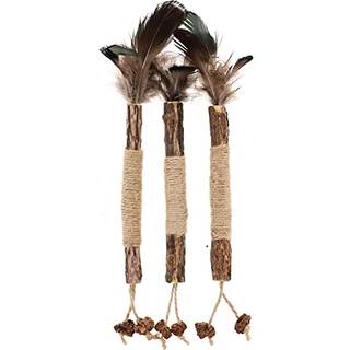 Raw Paws Silvervine Stick Toys 3 CT - Interactive Cat Toys With Feathers Cat Kicker Toy Catnip Toys For Cats Cat Feather Stick Silvervine til Cat