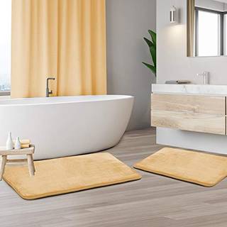 Clara Clark Bath Mat Set - Memory Foam Bath Mat - Soft Badeværelsetæppe - Non Slip and Super Absorbent - Hurtig tørringsmaskine Vaskbart bademått